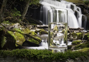 A glass of fresh drinking water.